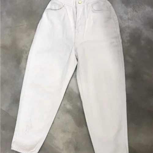 

Women Harem Pants Fashion High Waist Loose White Denim Jeans Female Buttons Trousers Spring 2020 Streetwear