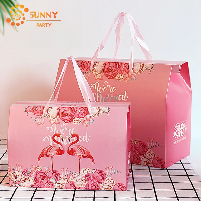Розовая бумага с Фламинго посылка коробка письмо мы женаты Конфеты упаковочные