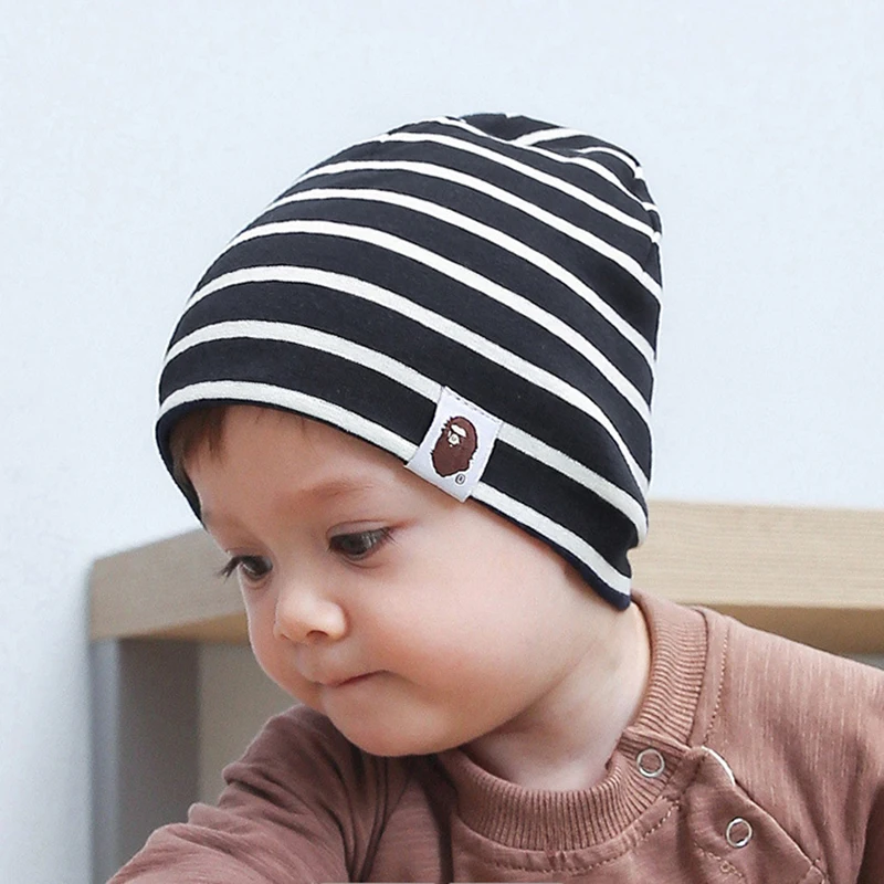 Вязаная шапочка для малыша новорожденных мальчиков и девочек полосатый тюрбан