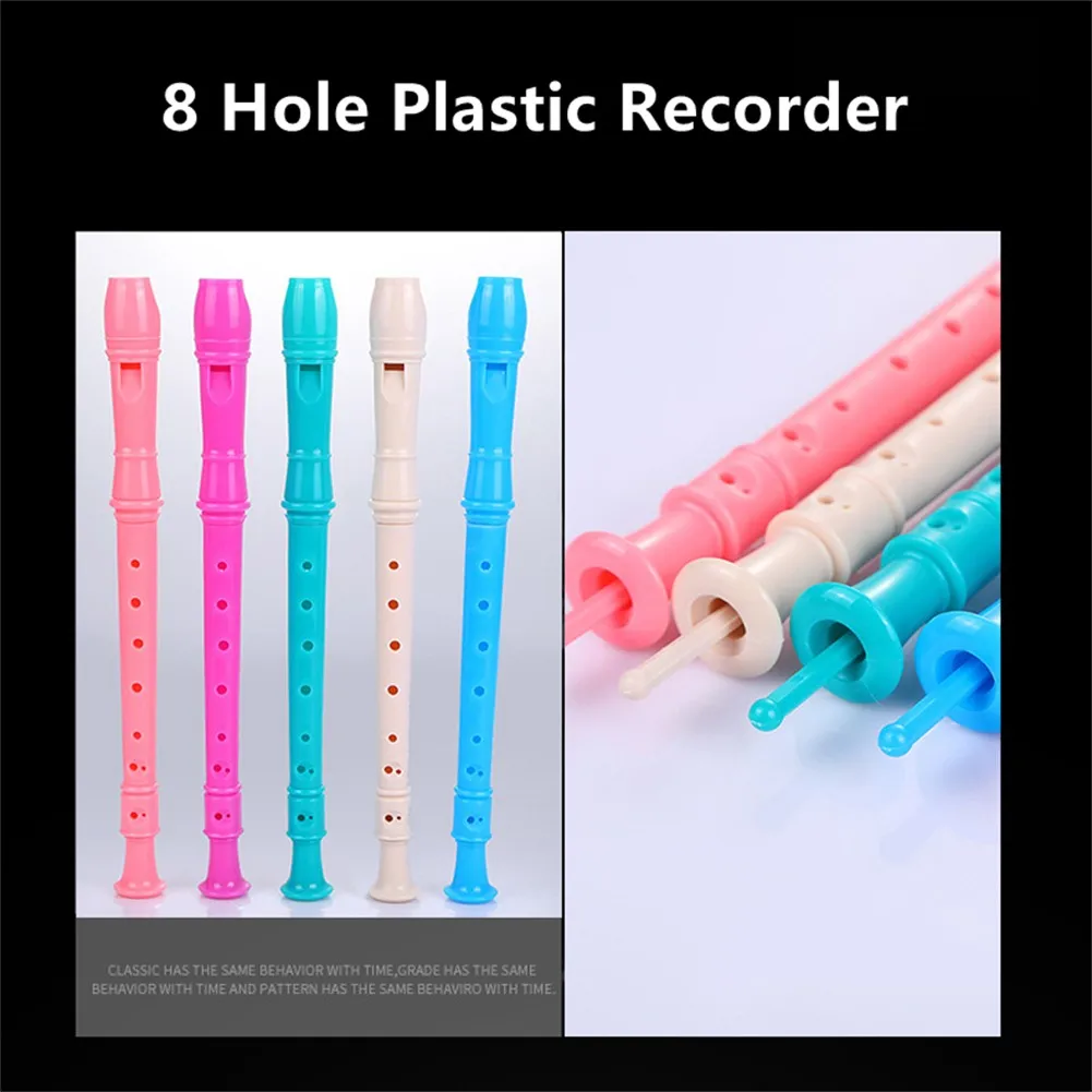 

12.79" 8 Hole Plastic Recorder Long Flute Woodwind Instrument Colorful With Cleaning Rod ABS Resin Musical Instrument Accessory