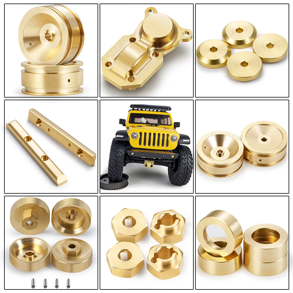 YEAHRUN Brass Heavy Counterweight Wheels Hex Differential Cover Lowering Gravity for 1:24 Axial SCX24 90081RC Crawler Car Parts