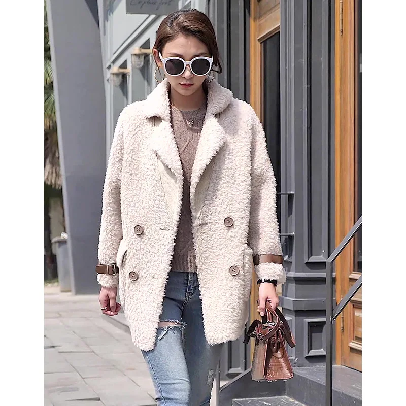 Temperament Commuting Autumn Winter New Cashmere Coat Women's All Wool Fur  Medium Length Jacket Fashion Warm Outewar