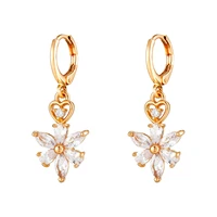 golden small hoop earrings with crystal flower 10mm hoop ear piercing jewelry with charm huggie earring for teen girls women