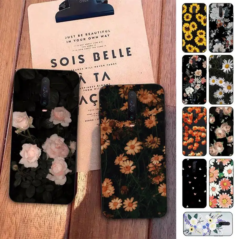 

FHNBLJ Retro flowers chrysanthemum leaves Phone Case for Redmi 5 6 7 8 9 A X pro plus K20 S2 K30 pro Go
