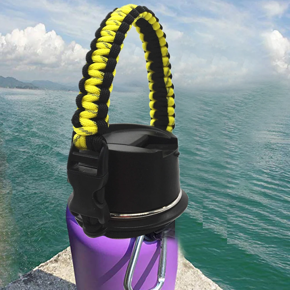 Paracord ручка ремень термос держатель широкий рот с спасательное устройство для