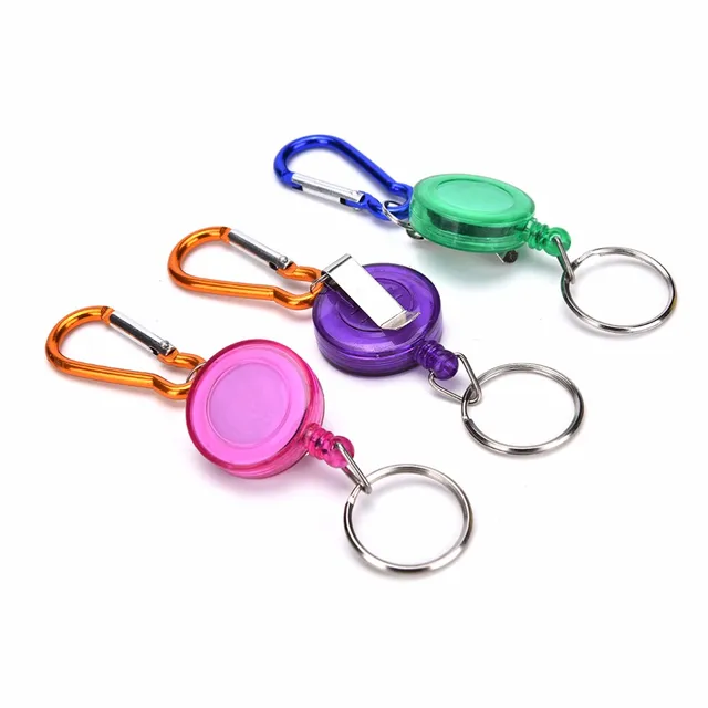 Retractable Reel Badge Holder Fly Fishing Zingers Carabiner Clip with ID Card Holders Random Color 1PC 1