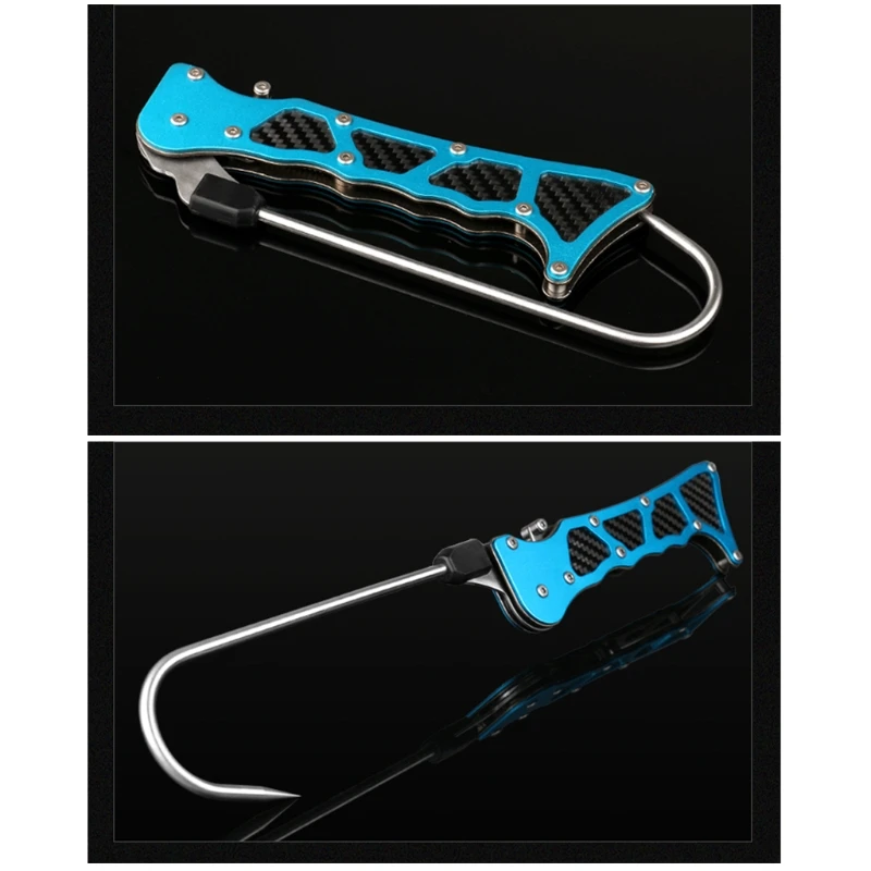

Foldable Outdoor Fish Grip Portable Sea Fishing Gaff Stainless Steel Lip Spear Hook Gripper Tackle