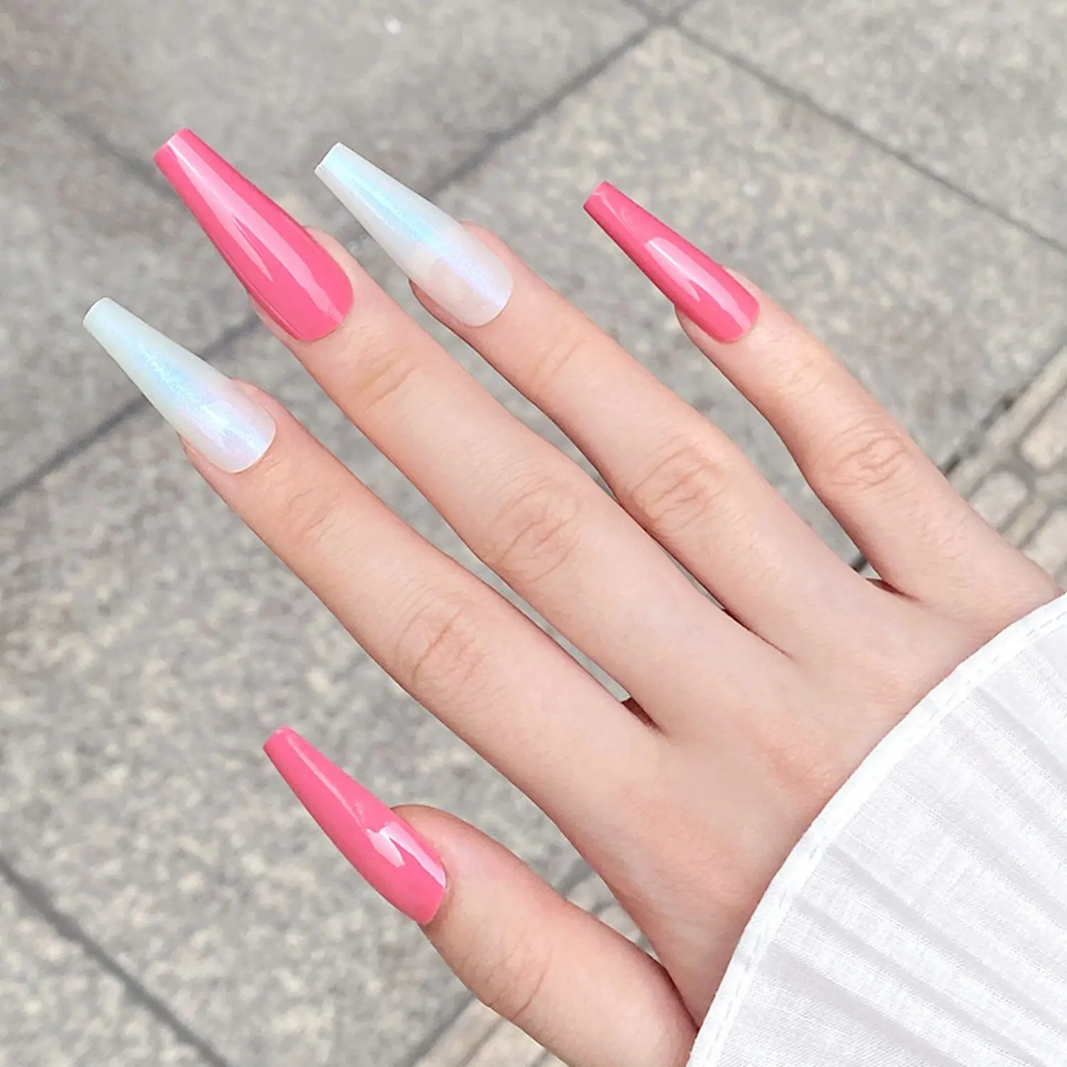 

24pcs/Box Press On Nails Full Cover Detachable Manicure Tool Fake Nails Wearable Nail Tips Long Coffin False Nails