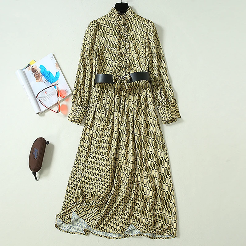 Женское длинное модельное платье винтажное элегантное с длинным рукавом и