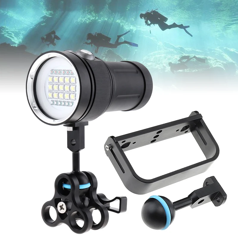 SecurityIng Photography Video Dive Flashlight Underwater 100m Scuba Video Light Diving Waterproof Video Fill Light Camera torch