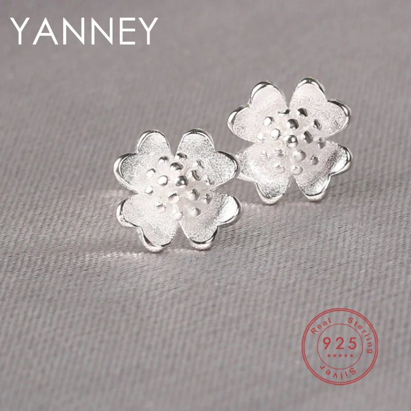 

YANNEY Silver Color Flower/petal Stud Earrings Fashion Women Girls Simple Jewelry Birthday Christmas Gift