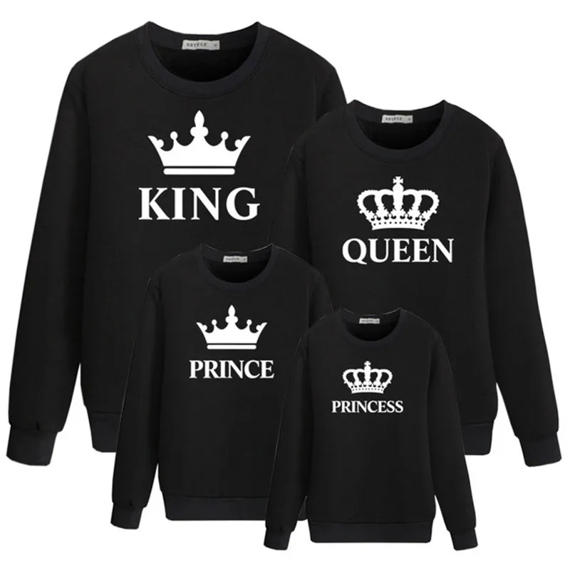King Queen prince princess Print Family matching outfits mommy and me clothes baby girls Fall autumn Sweatshirt girls Hoodies