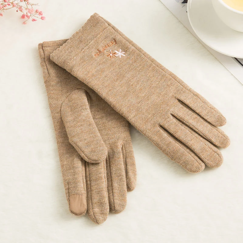 Осенне-зимние трикотажные перчатки женские для сенсорного экрана мягкая