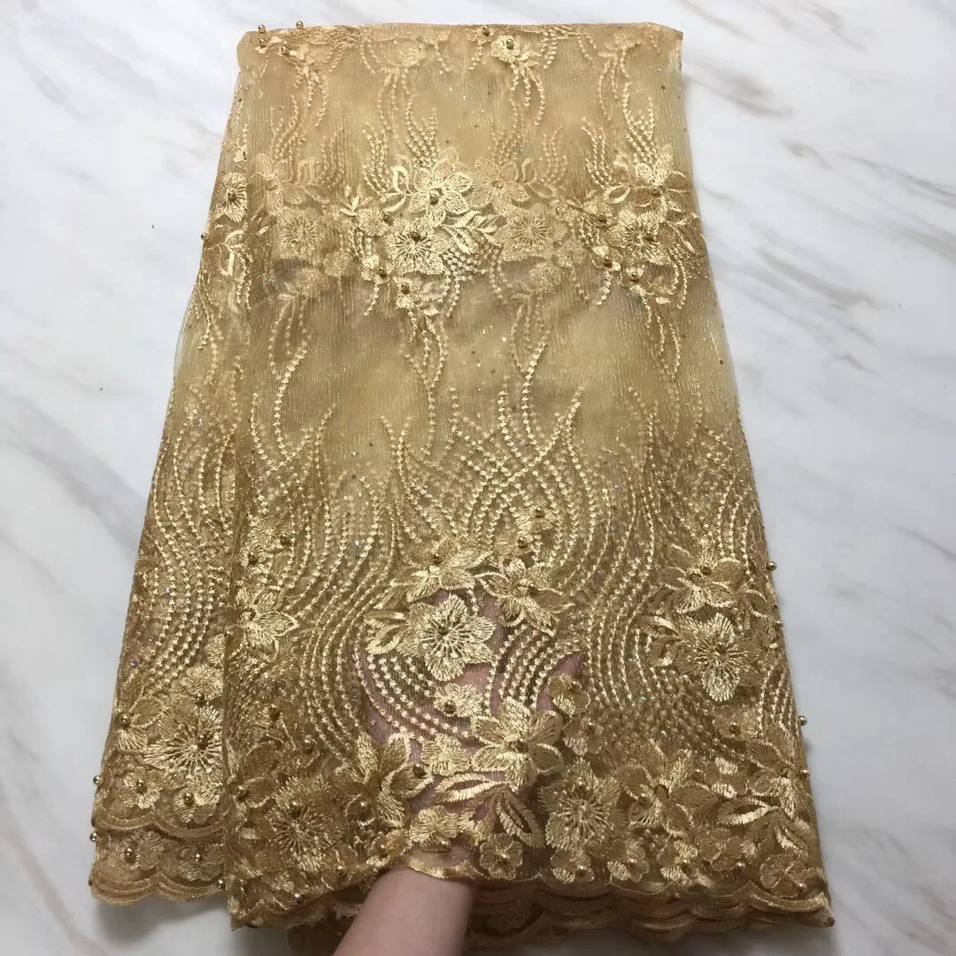 Высокое качество французский камень кружево золото африканская кружевная ткань