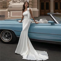 satin mermaid wedding dresses sexy one shoulder sleeveless bridal gown whiteivory beach wedding party gown with bow %d1%81%d0%b2%d0%b0%d0%b4%d0%b5%d0%b1%d0%bd%d0%be%d0%b5 %d0%bf