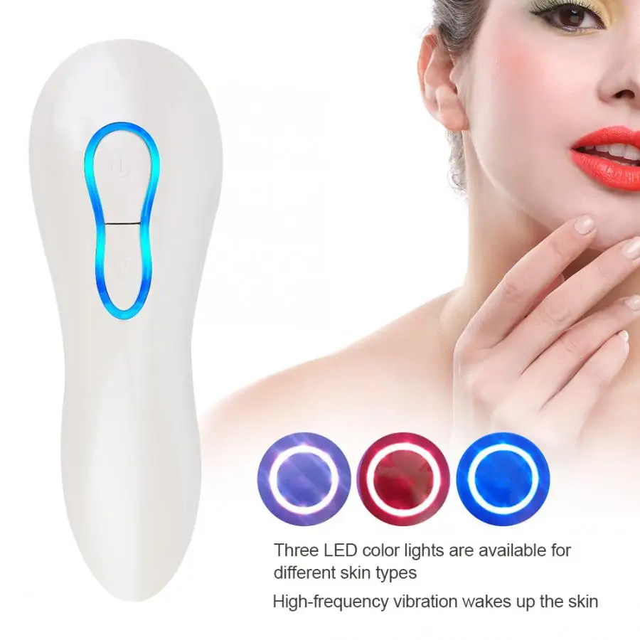 Многофункциональный 3 цвета светодиодный очищающее средство для лица Массажер