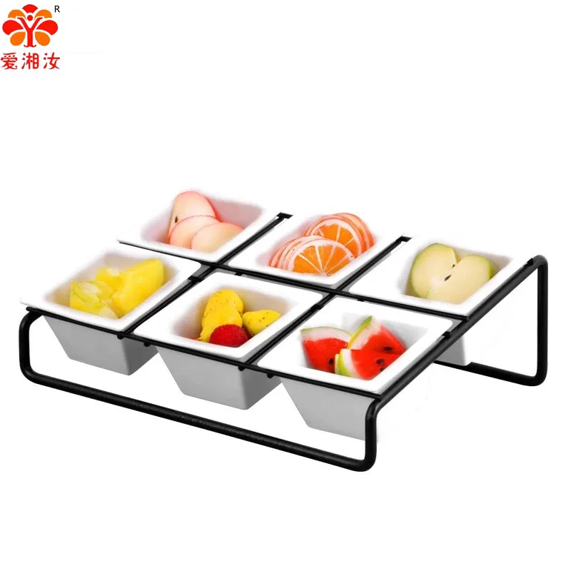 

Aixiangru Acrylic Imitation Porcelain Plate, Melon Seeds/Peanuts/Dried Fruit Bowl, Cold Dishes/Snacks, Iron Frame