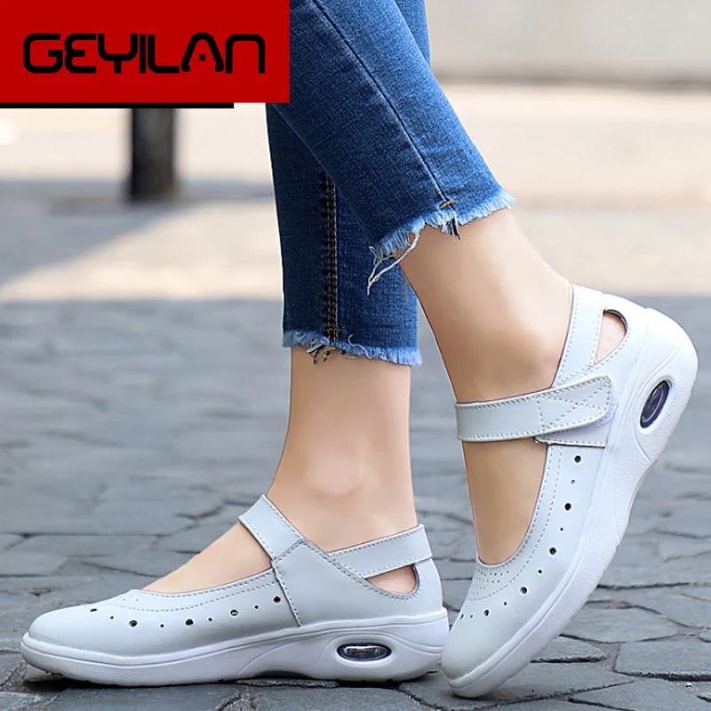 Туфли женские кожаные удобные плоская подошва Повседневная летняя обувь