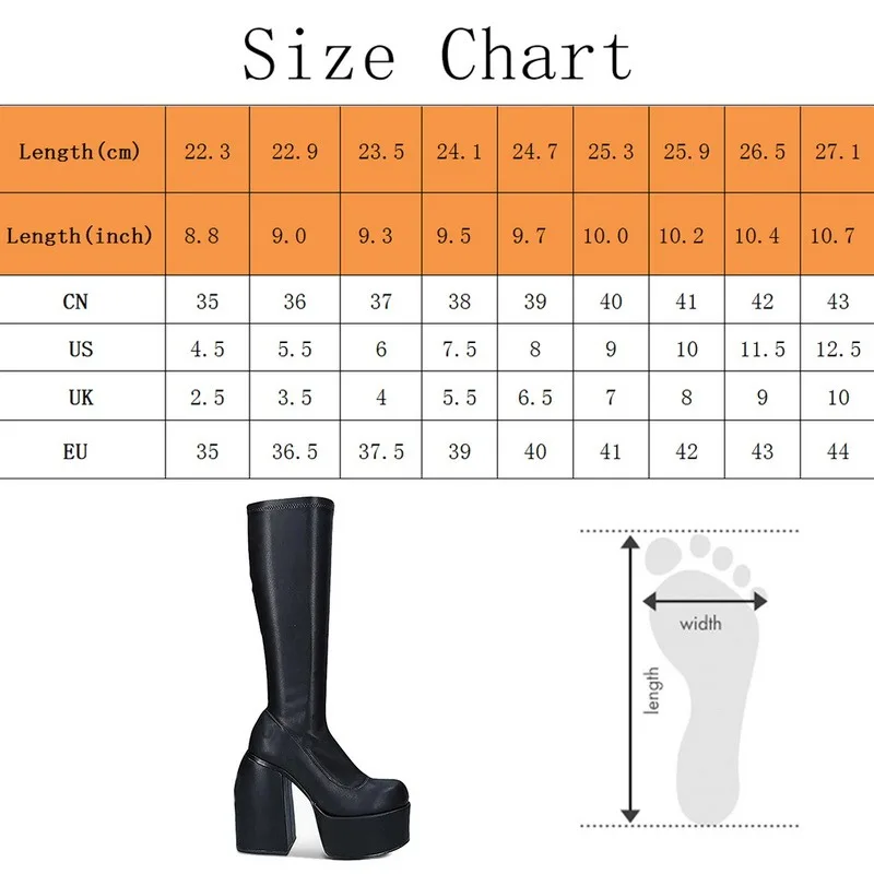 Женские сапоги из микрофибры черные высокие до колена на толстой платформе и