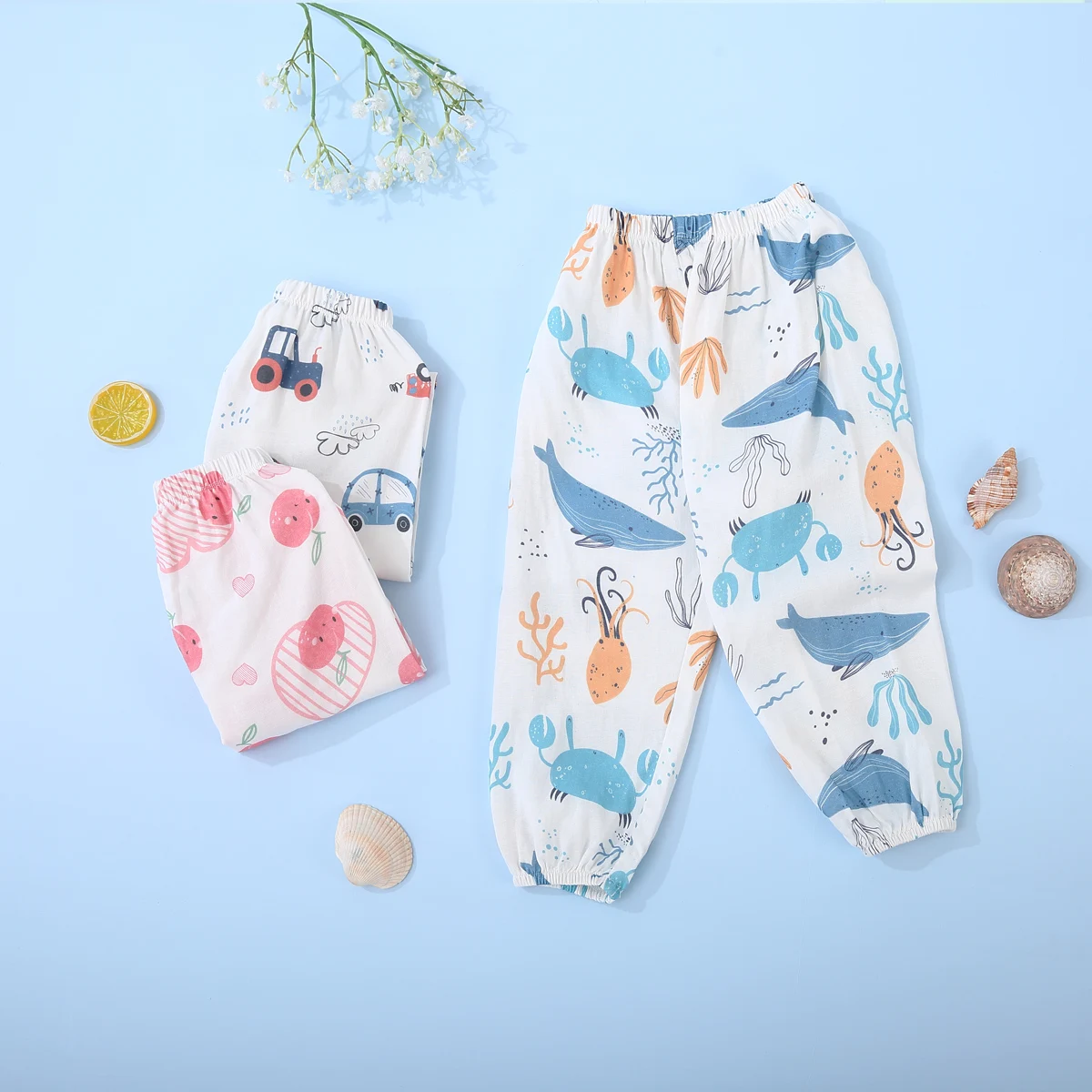 

Baby Pants Children Trousers For Boys Girls Little Toddlers Kids Summer Linen Cotton Pants Long Full Trousers Anti-mosquito Soft