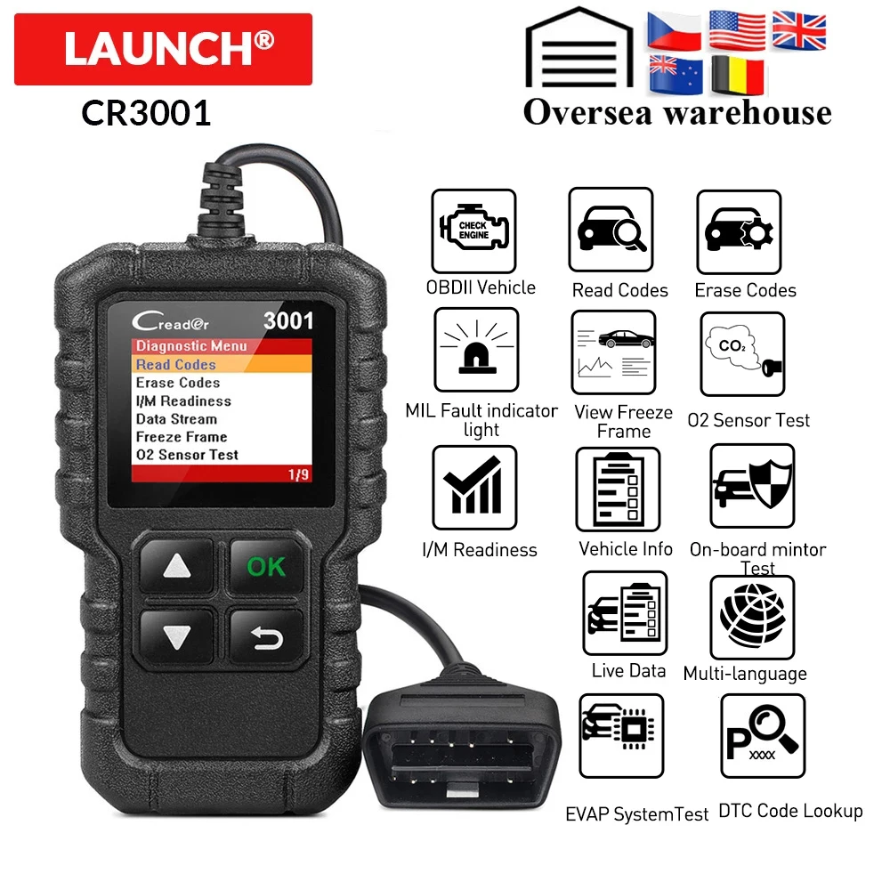 Сканер LAUNCH obd2 X431 CR3001 профессиональный автомобильный диагностический инструмент