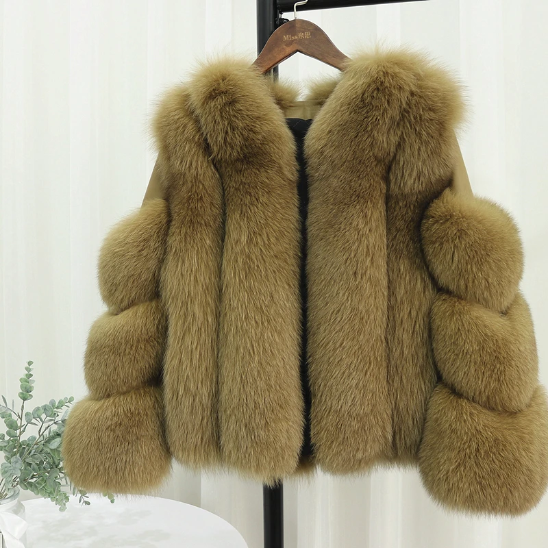 Женское короткое зимнее пальто из натуральной кожи с длинным рукавом | Женская