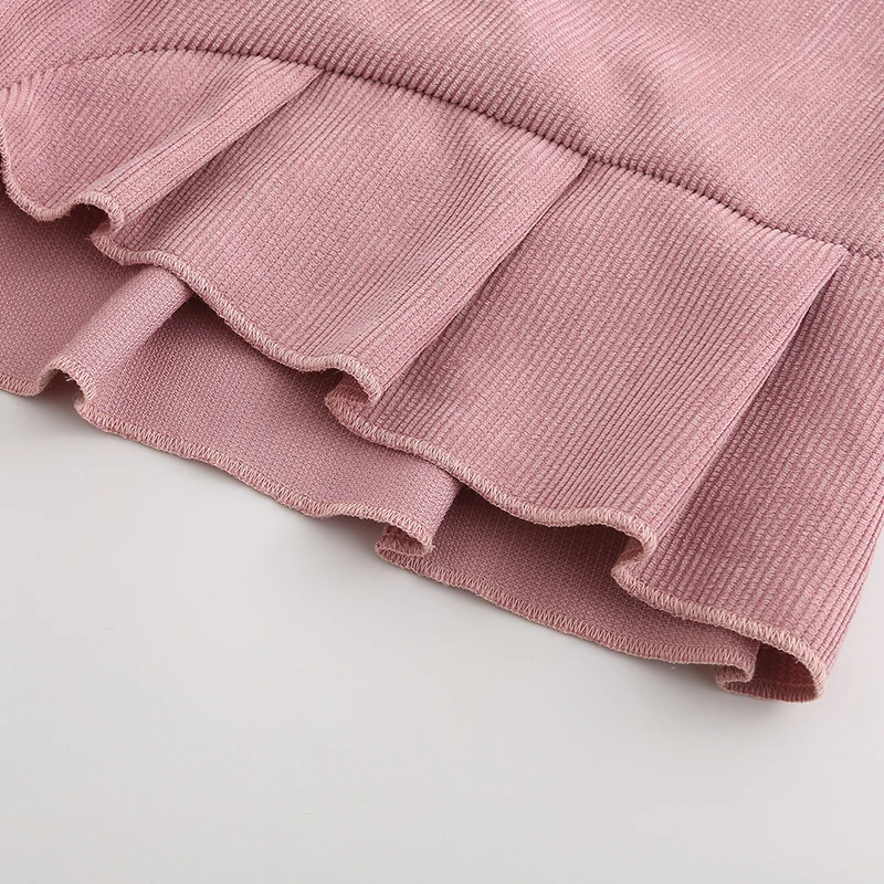 

Corduroy Women's Shorts with Ruffle Casual Style Loose Suitable for Summer Zipper Button Pink Beige Solid Color