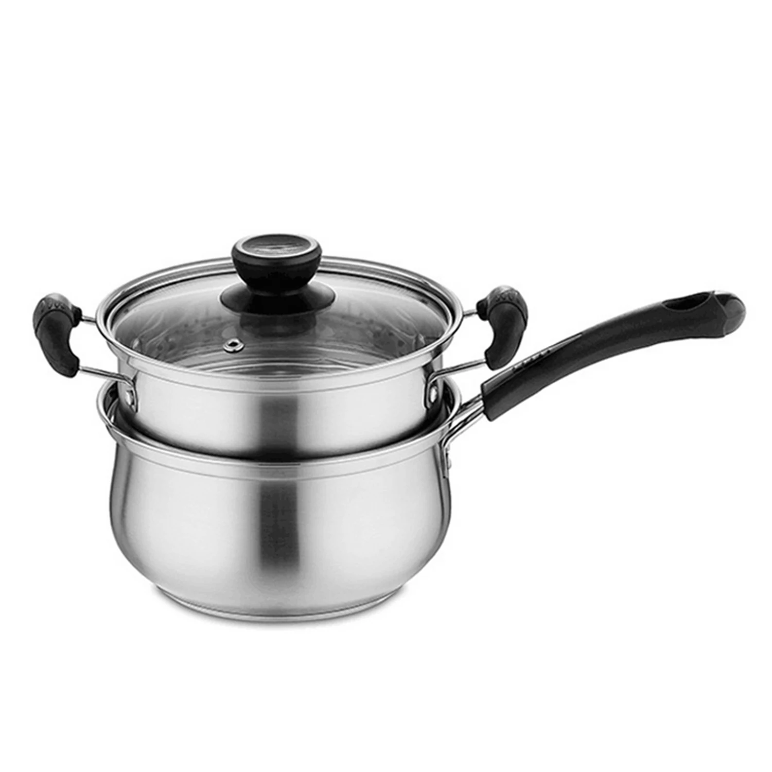 With Steamer Pot Кастрюля из нержавеющей стали 1,5 л, кастрюля для супа, Универсальная кухонная посуда с пароваркой, кухонная сковорода с антипригарным покрытием, общее использование - Цвет: With Steamer Pot