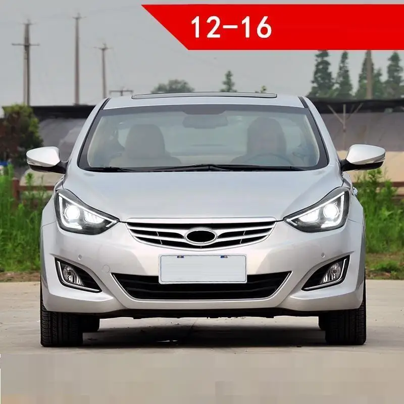 Drl Automovil автозапчасти Cob Стайлинг светодиодные дневные ходовые боковые поворотники фары автомобильные фары в сборе для hyundai Elantra