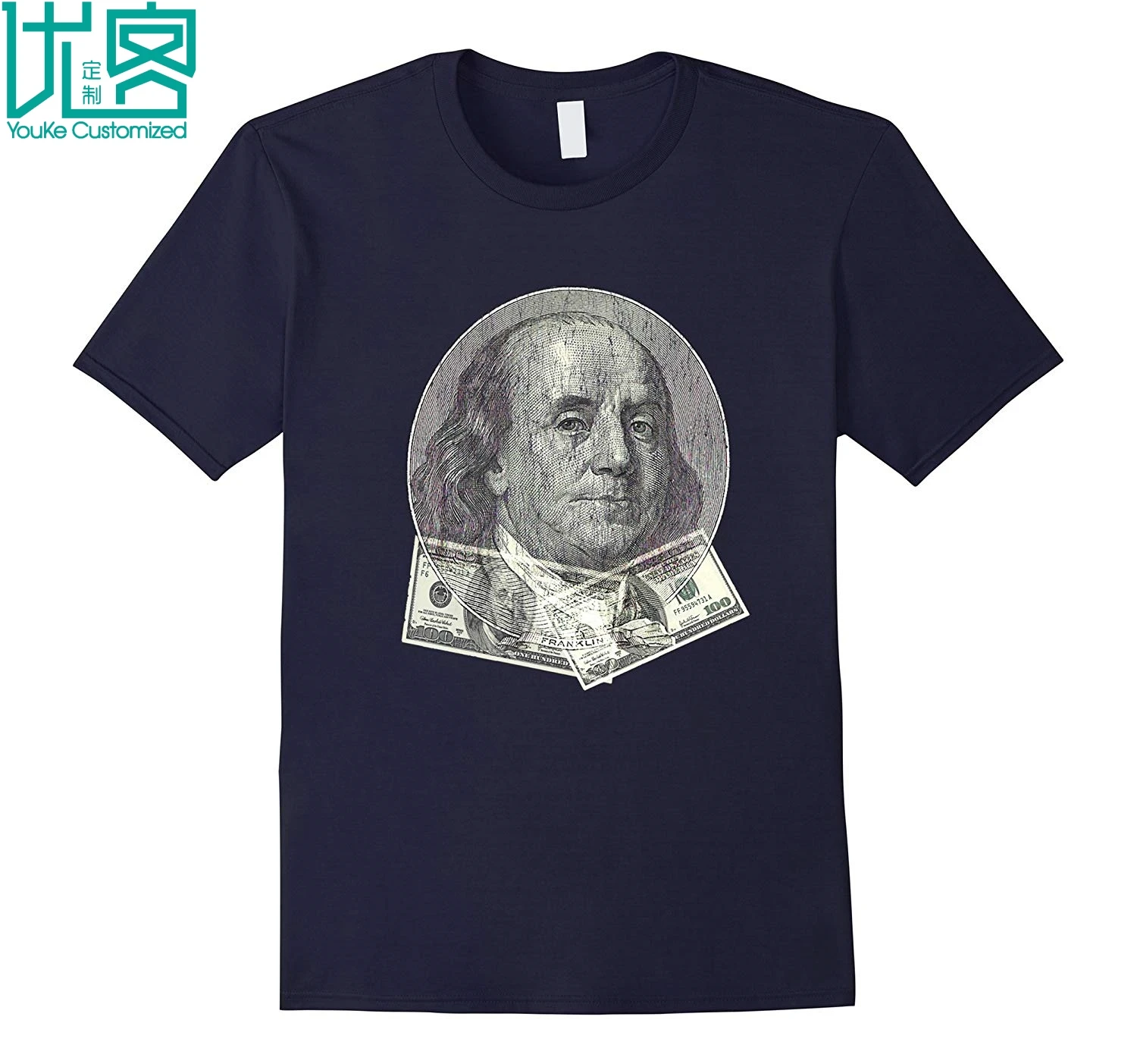 Бенджамин Франклин 100 доллар Билла футболка сто долларов удивительные с коротким