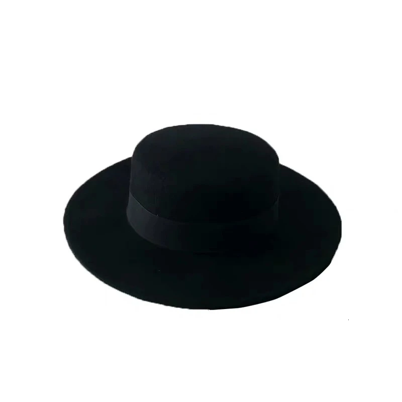Классическая шляпа Porkpie с широкими полями фетровая верблюжьей и черной расцветки