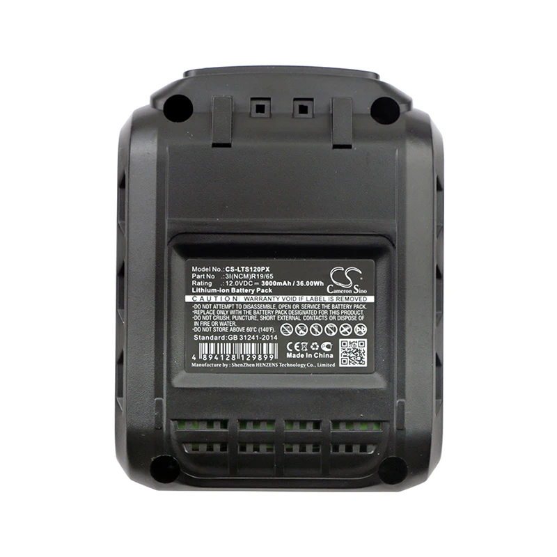 

Кэмерон китайско Батарея для Лакс-инструменты 3I(NCM)R19/65 подходит LUX-инструменты ABS-12-Li Мощность инструменты Замена Батарея 3000 мА-ч/36.00Whh 12V