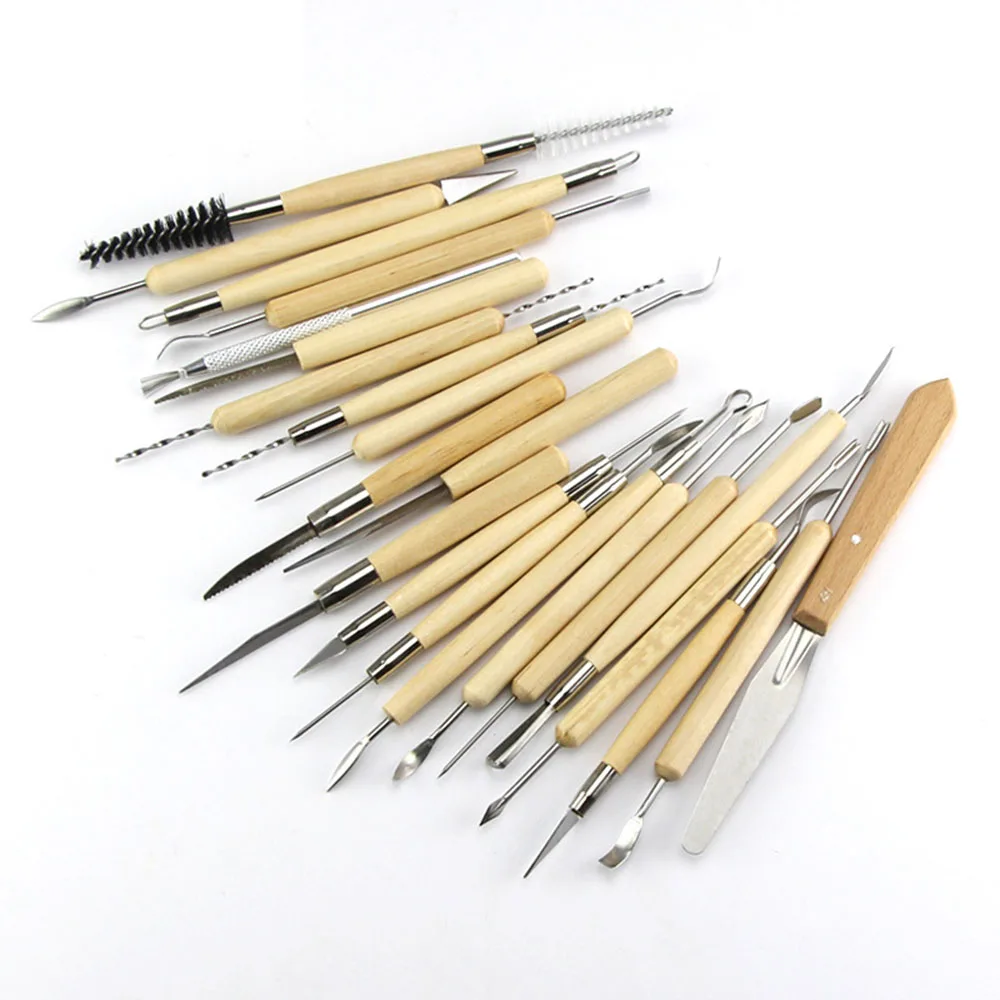 22pcs tool 22/43 шт. инструменты для керамики глины Скульптура инструменты для полимера, инструмент для лепки керамика Моделирование резные сглаживания воск комплект - Цвет: 22pcs tool