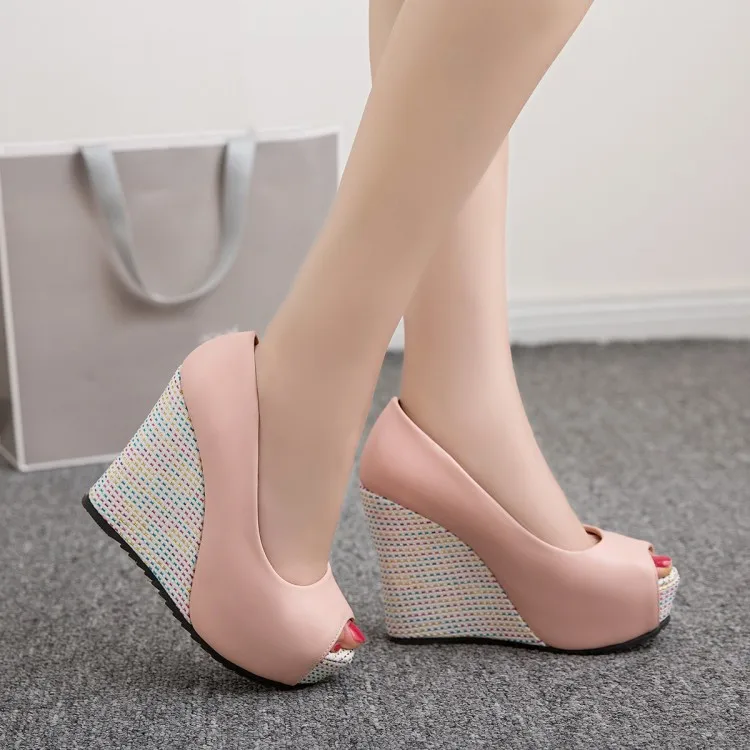 

Women's shoes slope heel fish mouth waterproof platform super high heel sexy nightclub large size sandals small size