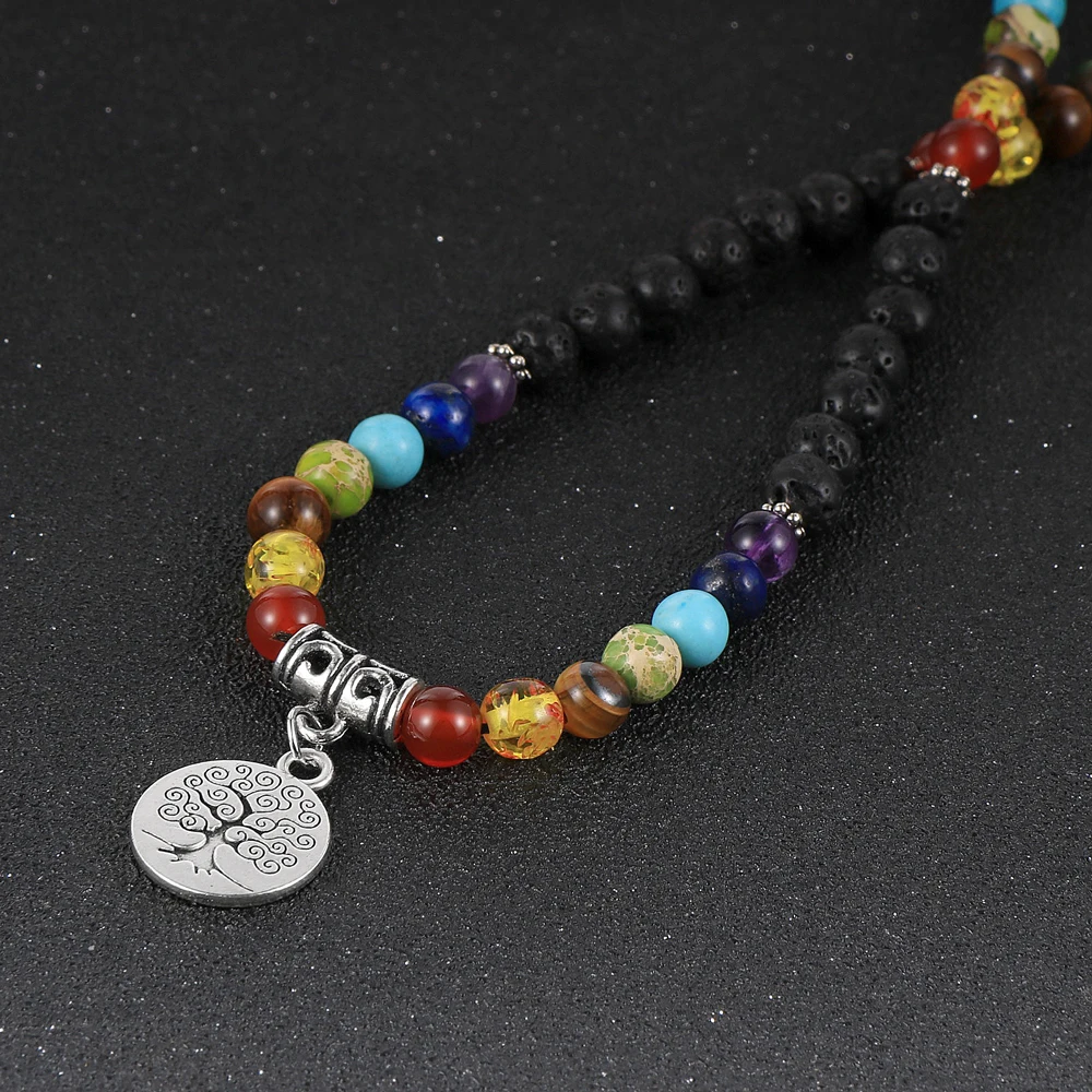 Женские и мужские бусы из натурального камня 7 чакр 6 мм 108 мужских бусин подставка