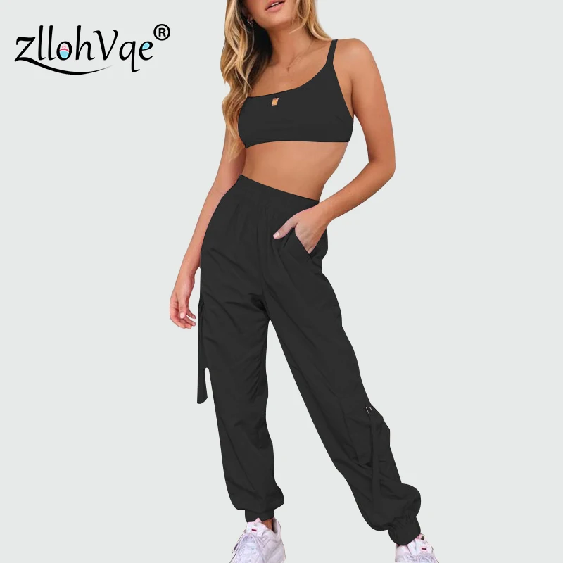 Zllohvqe спортивный костюм женский бандажный Топ и спортивные брюки для фитнеса