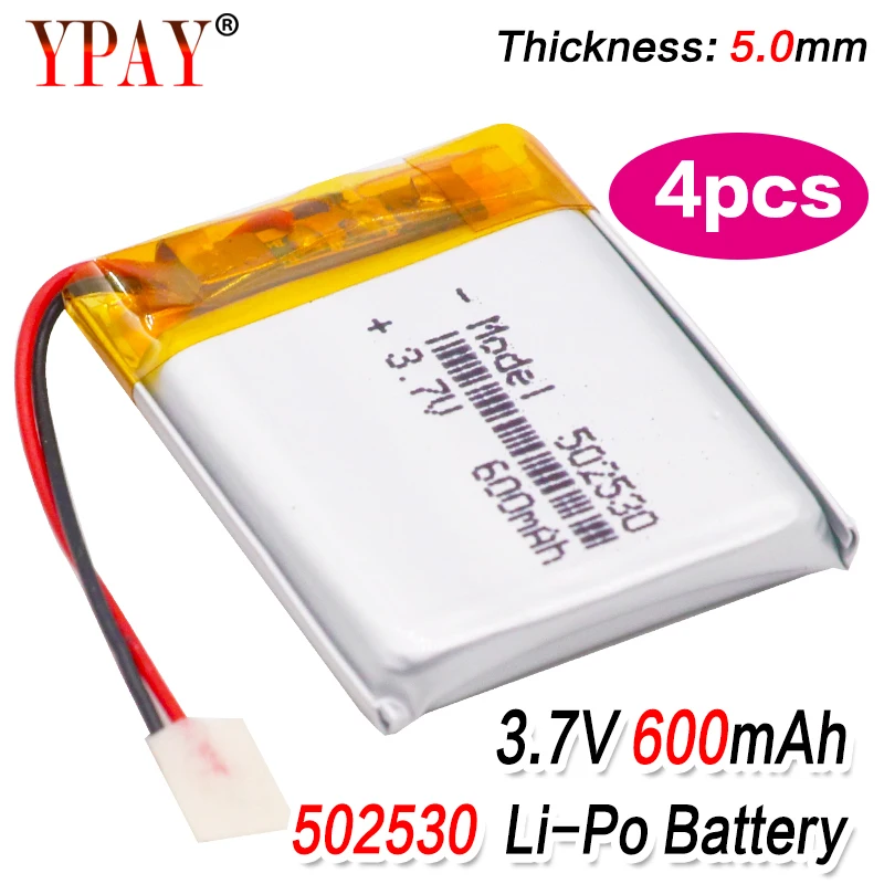 Литий полимерный аккумулятор 3 7 в 4 шт. литий ионный перезаряжаемый 502530 052530 600 мАч