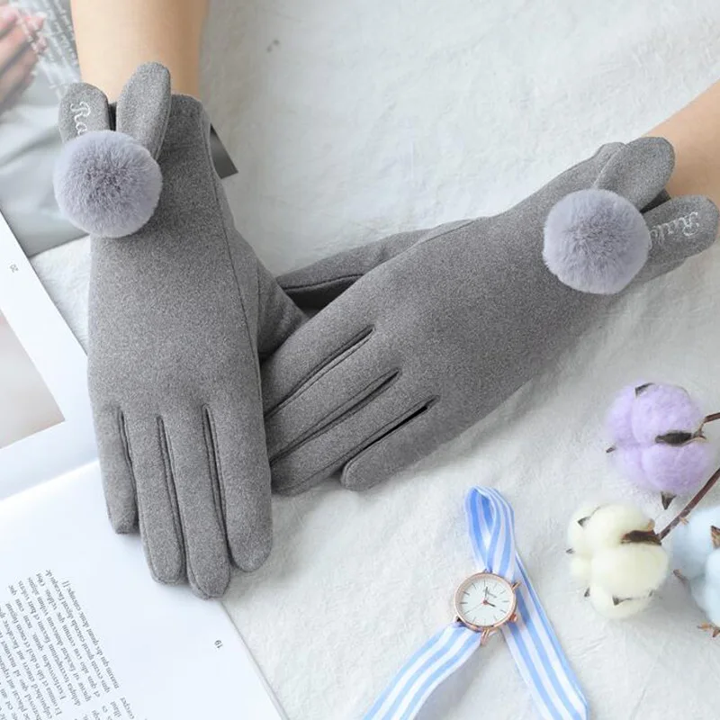 Перчатки для вождения тонкие Варежки женские осенние эластичные кроличьи уши
