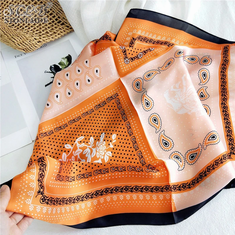 Женская шёлковая бандана в горошек с принтом клетку 70 Х70 см|fashion scarf|scarf fashionfashion