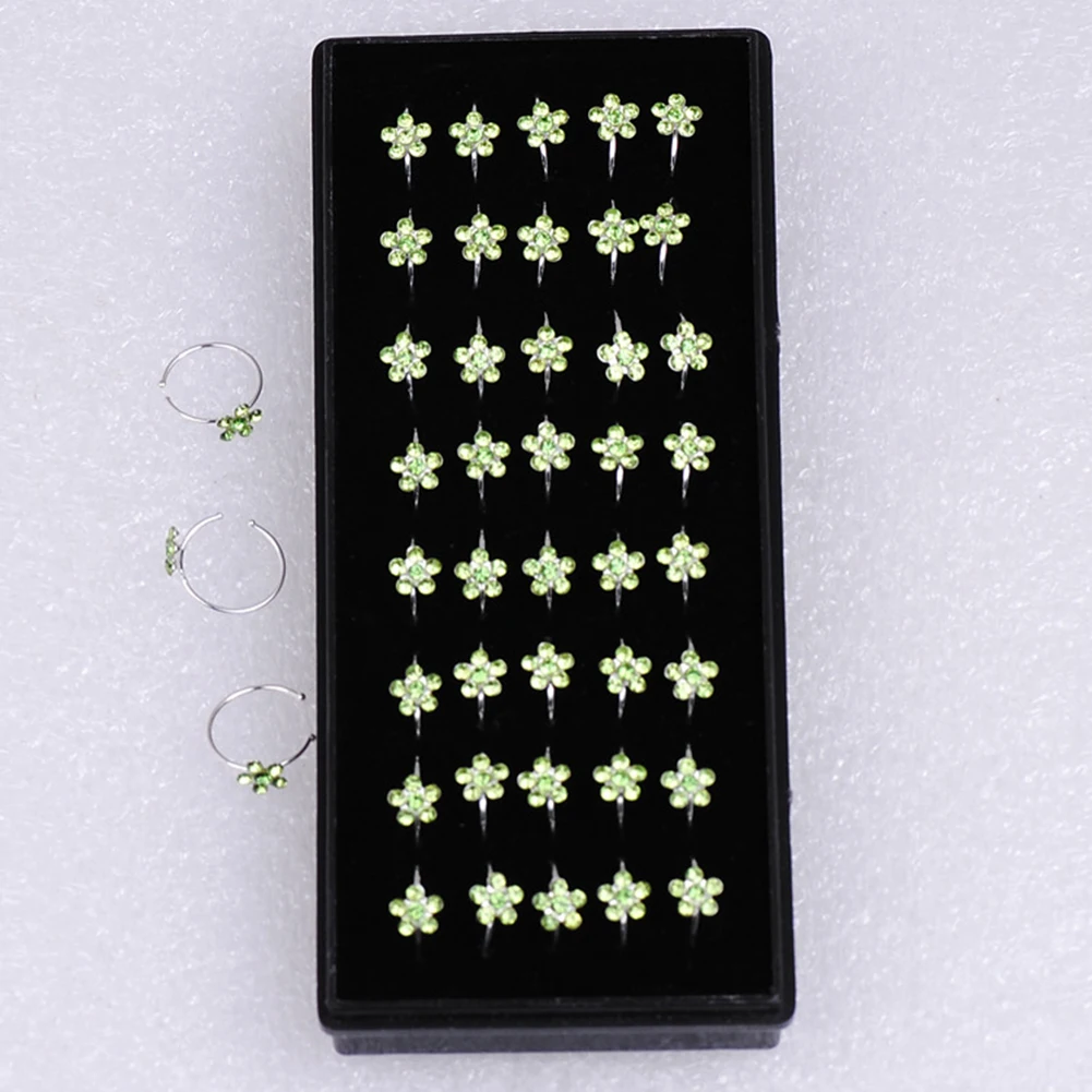 

Unisex Plum Flower Rhinestone Nose Stud Hoop Sparkly Nose Ring Body Piercing