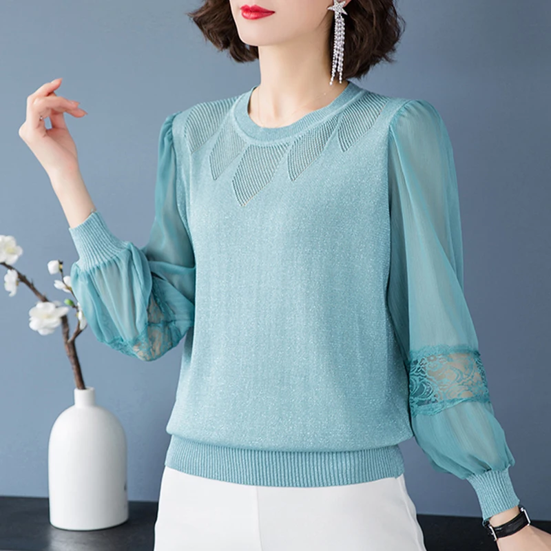 Spring coat bottoming shirt spring and autumn clothing 2021 early spring new  shirt   sweaters for women  O-Neck  Casual