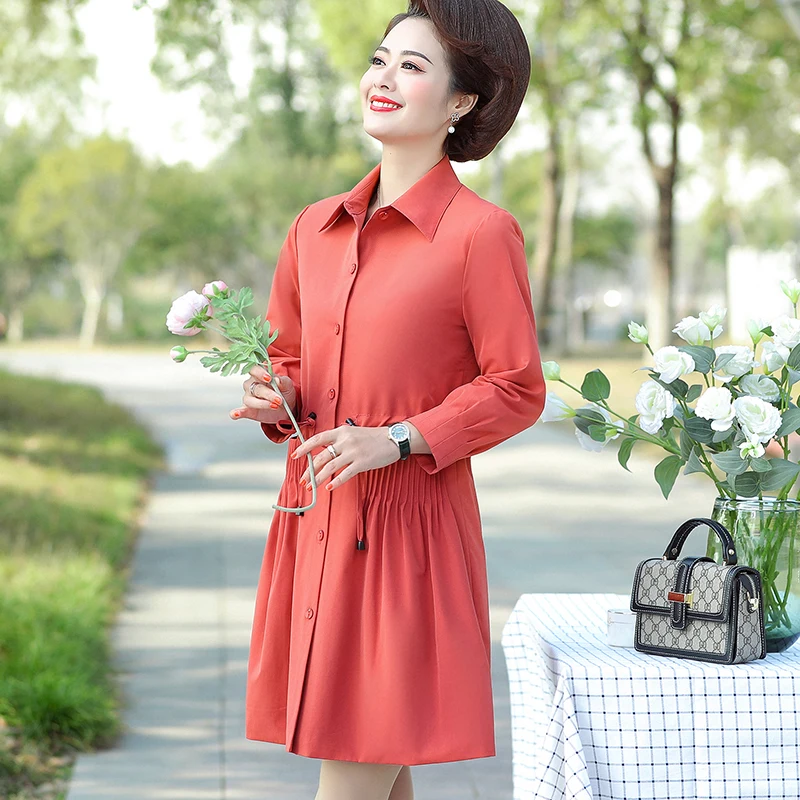 

comfortable joker trench coat with belt solid color spring autumn slim fit casual women fashion feminine clothes plus size