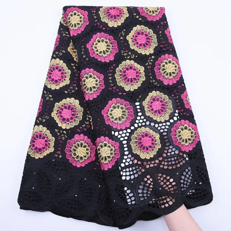 Высокое качество нигерийская белая и персиковая вышитая сухая кружевная ткань