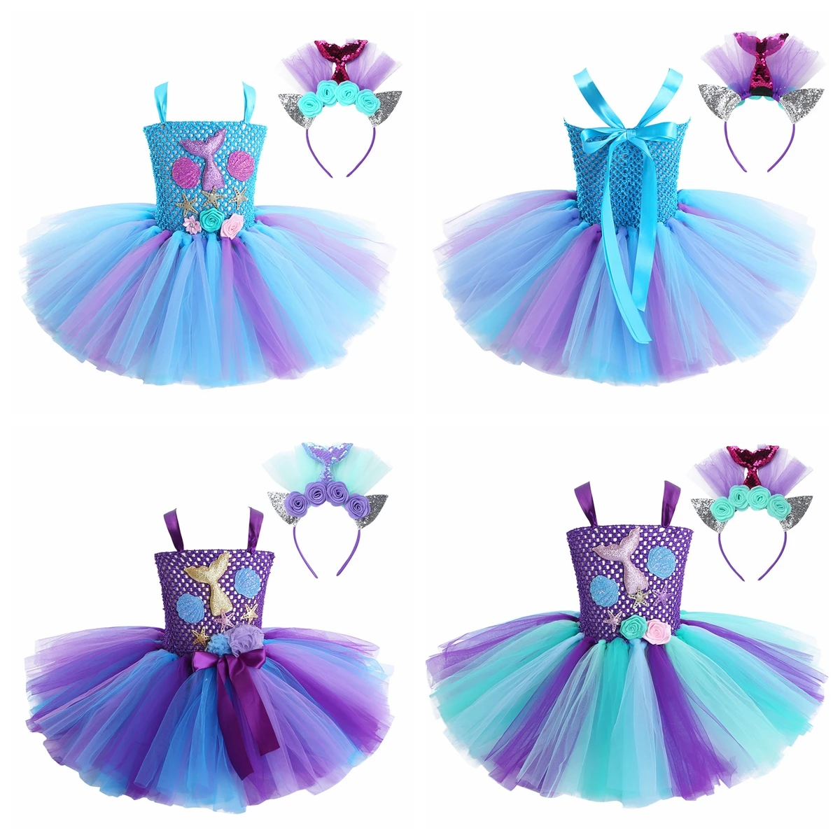 Vestido de sirena para ni&ntilde;a, traje de princesa para fiesta de cumplea&ntilde;os, Halloween y Navidad, traje de sirena para ni&ntilde;o de 2 a 12 a&ntilde;os-1