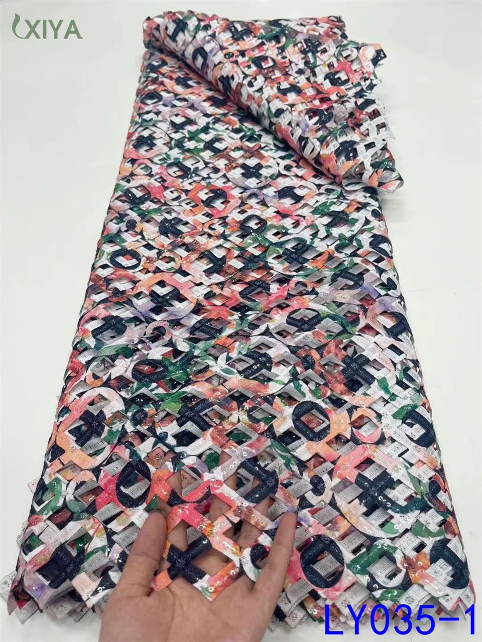 

Colorful Nigerian Tissue Cord Lace Fabric High Quality Milk Silk Lace Fabric Embroidery African Lace Fabric for Woman LY035