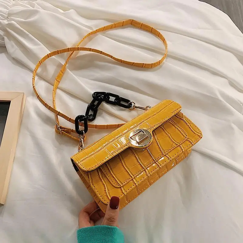 

Women Shoulder Bag Pattern Crocodile Grain Bag Small Square Shoulder Crossbody Messenger Package Party Handbag Lady for Women