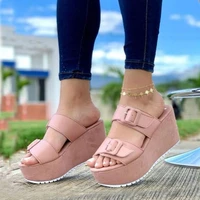 summer women shoes high heel wedge platform sandals ladies open toe slide sandal outside casual thick slippers zapatos de mujer