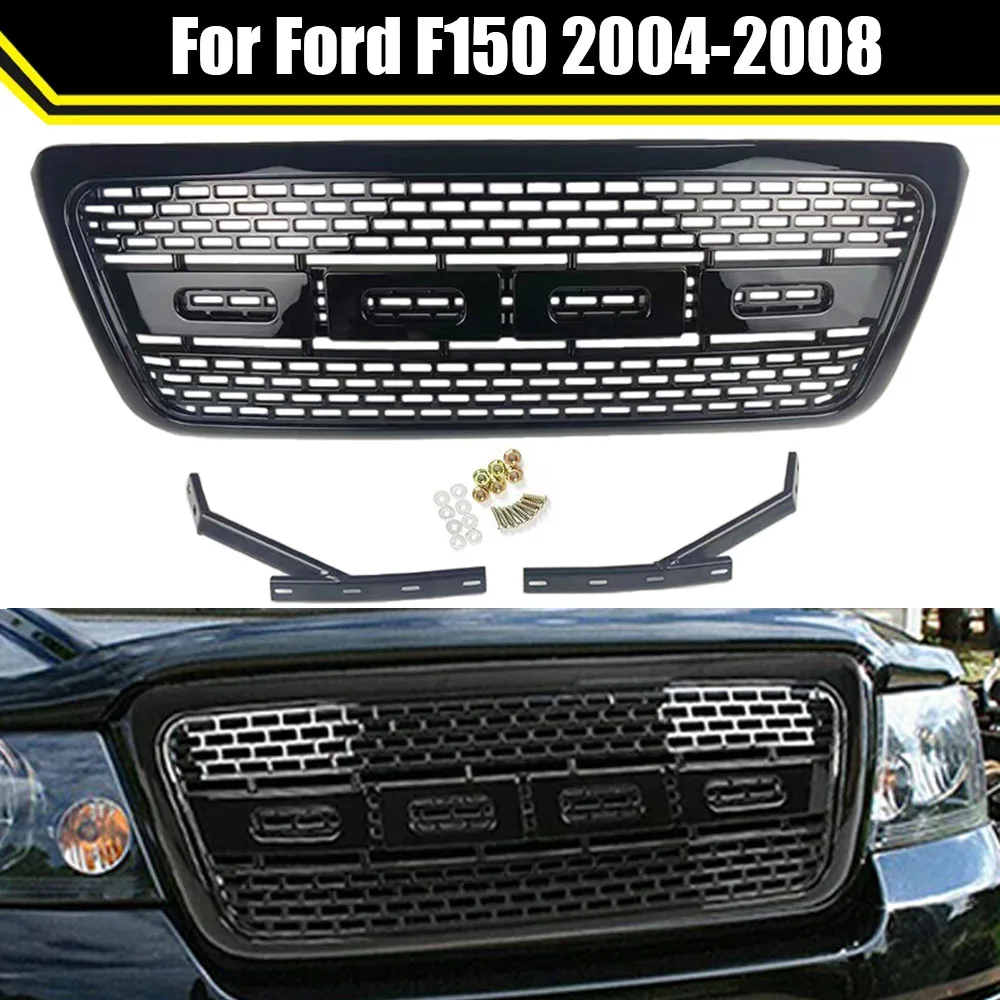 Modified Front Racing ABS Raptor Grills Front Grill Mesh Bumper Grilles Ford F150 2004-2008 Replacement Off Road 4x4 Accessories