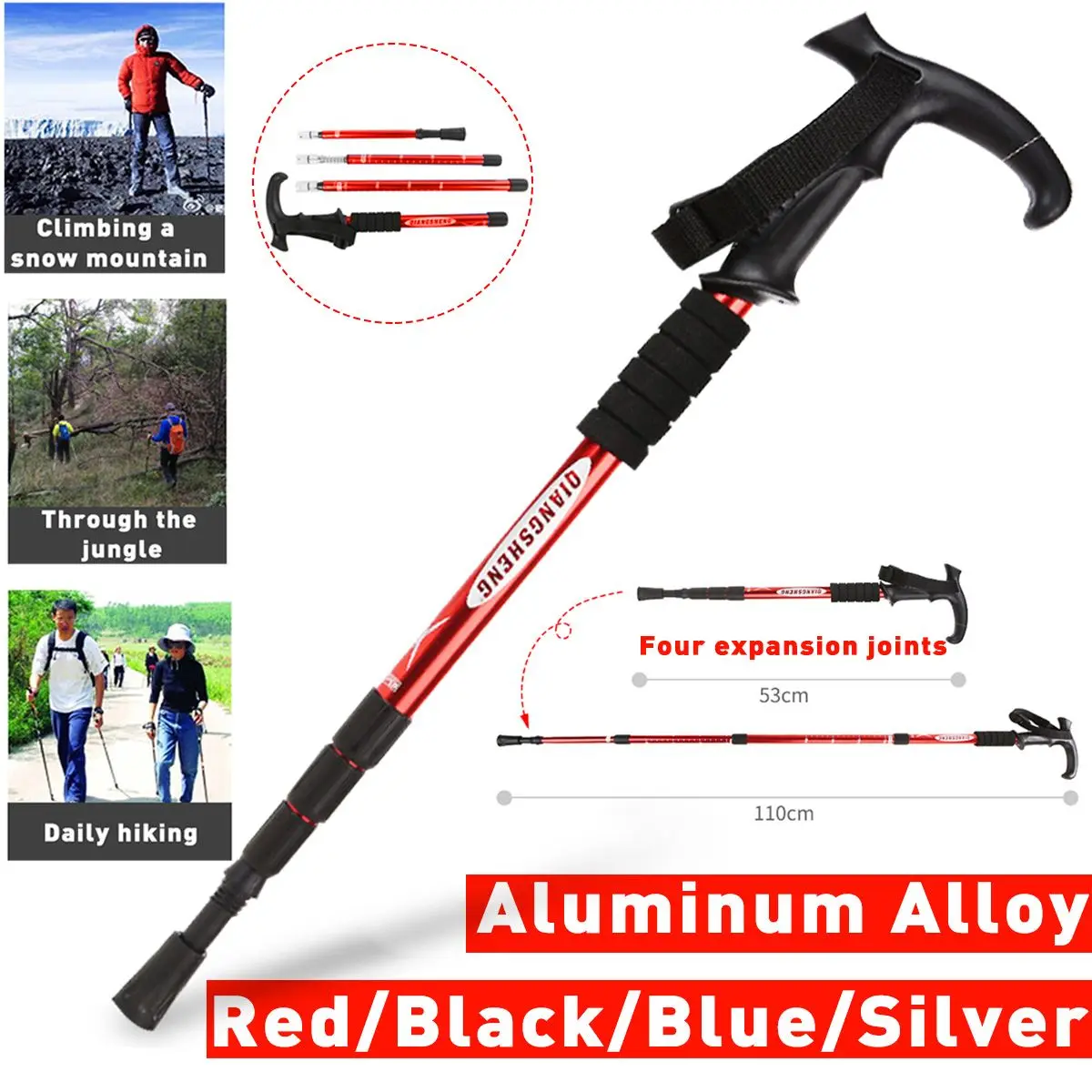 

Aluminum Walking Stick Ultralight Adjustable 53-110cm Non slip Rubber Professional Trekking Poles Hiking Pole Race Walking Stick