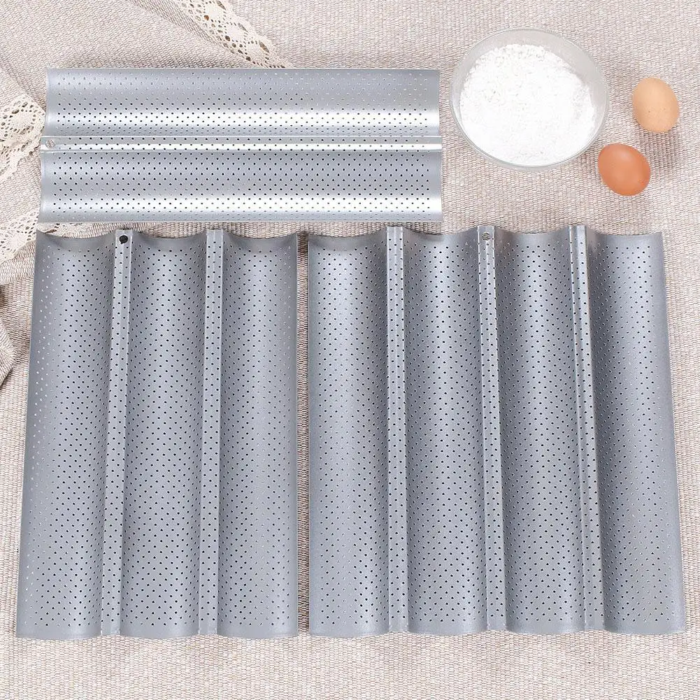 

French Bread Baking Mold Bread Wave Baking Tray Practical Cake Baguette Mold Pans 2/3/4 Groove Waves Bread Baking Tools